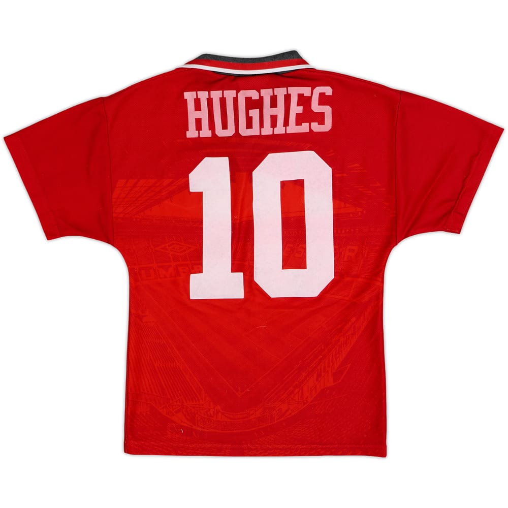 1994-96 Manchester United Home Shirt Hughes #10 - 5/10 - (S.Boys)