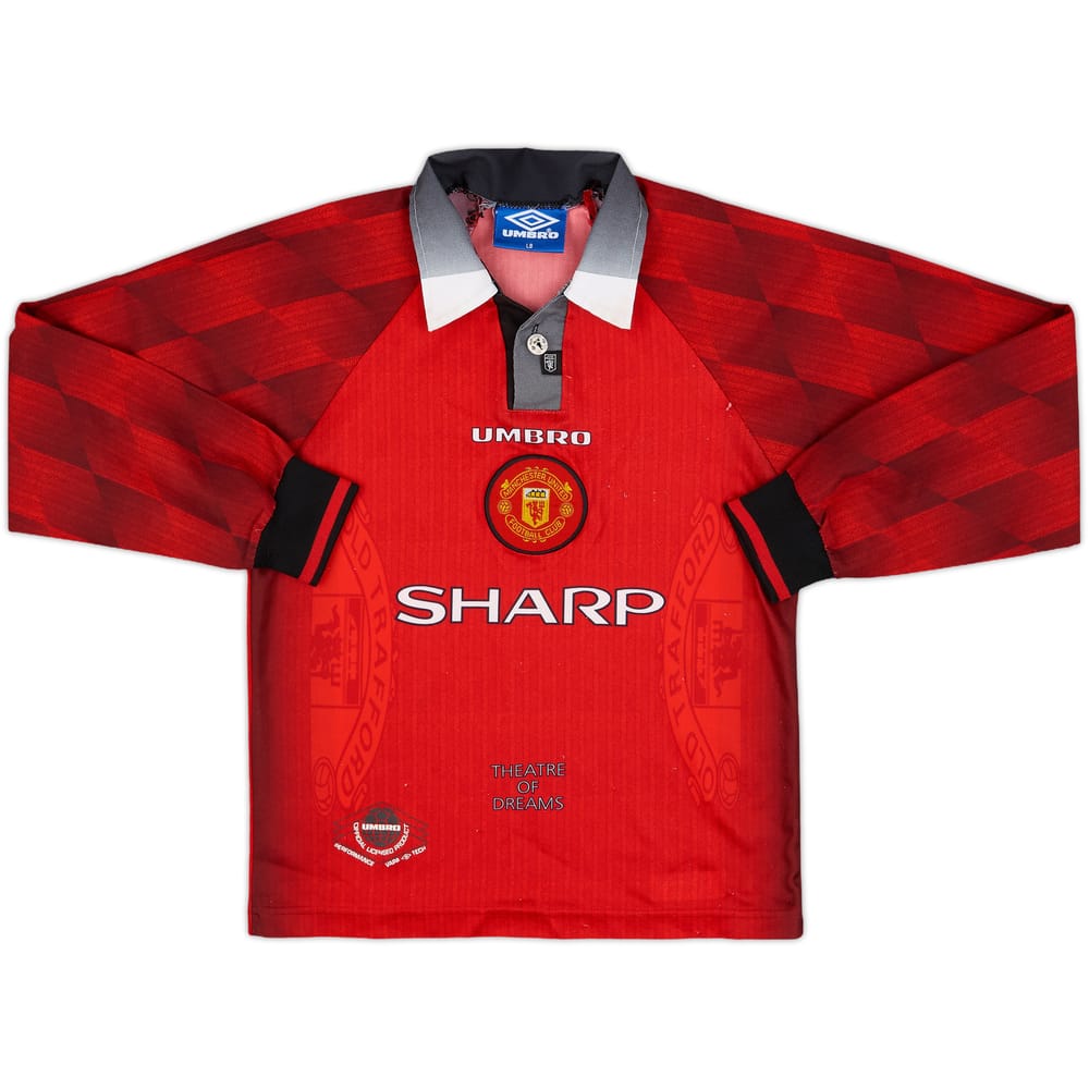 1996-98 Manchester United Home L/S Shirt - 7/10 - (L.Boys)