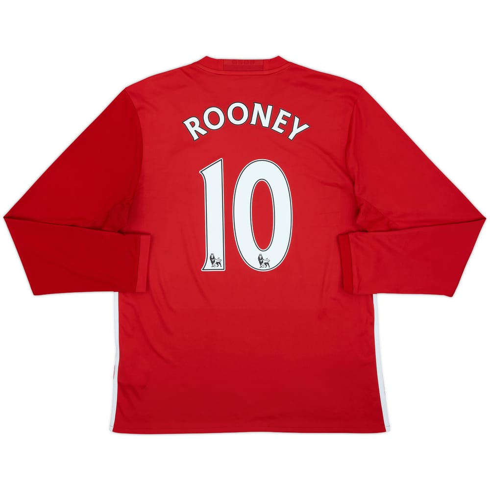 2016-17 Manchester United Home L/S Shirt Rooney #10 - 9/10 - (L)