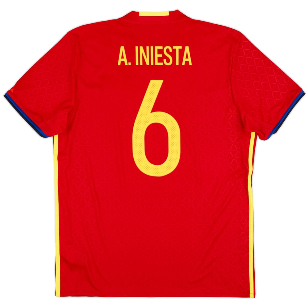 2016-17 Spain Home Shirt A. Iniesta #6 - 10/10 - (L)
