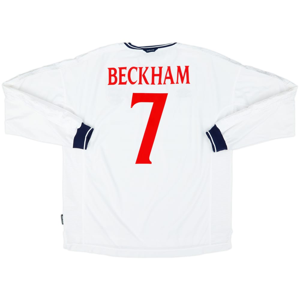 1999-01 England Home L/S Shirt Beckham #7 - 9/10 - (XXL)