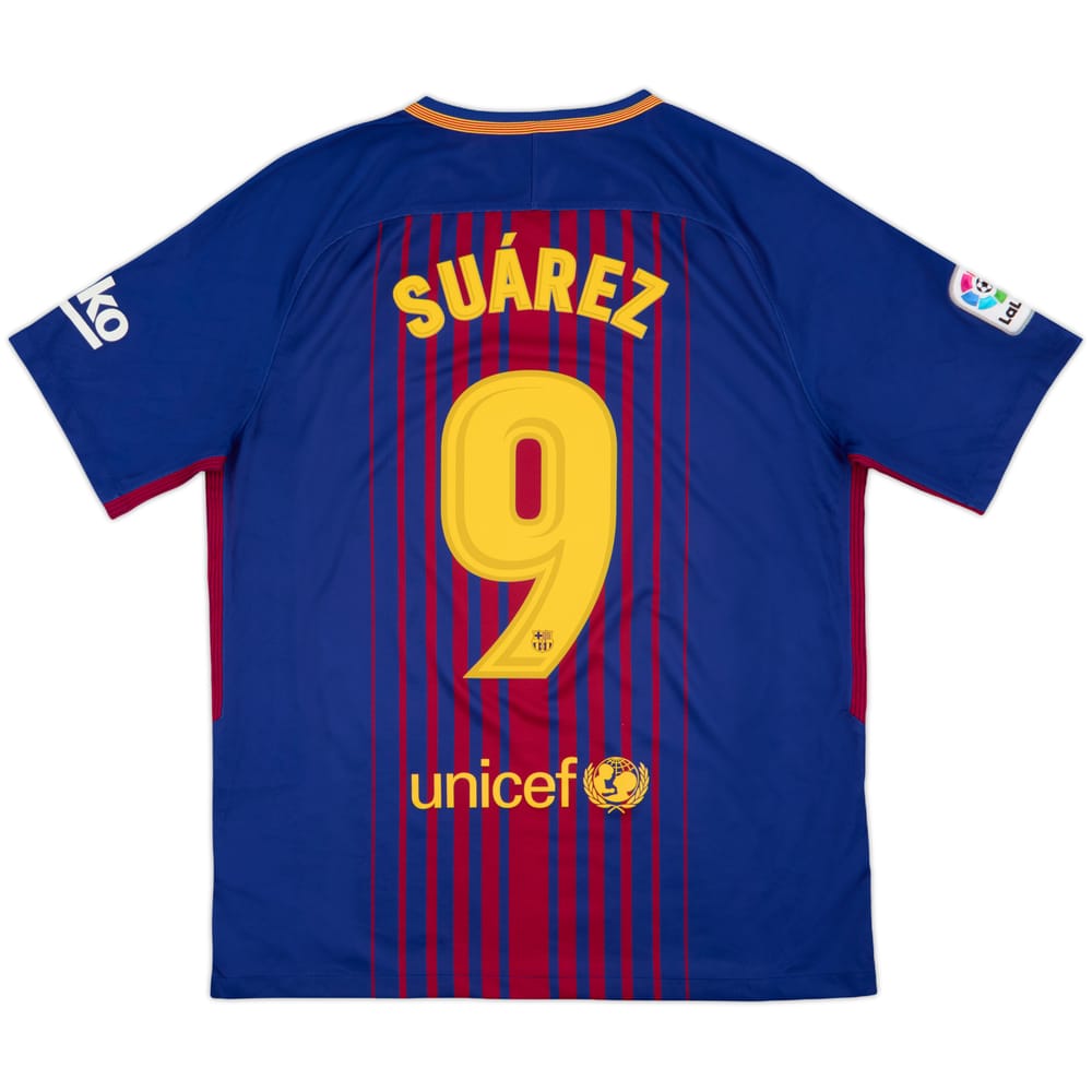 2017-18 Barcelona Home Shirt Suarez #9 - 8/10 - (L)