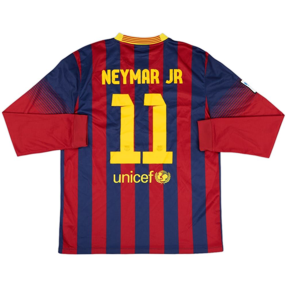 2013-14 Barcelona Home L/S Shirt Neymar Jr #11 - 7/10 - (L)