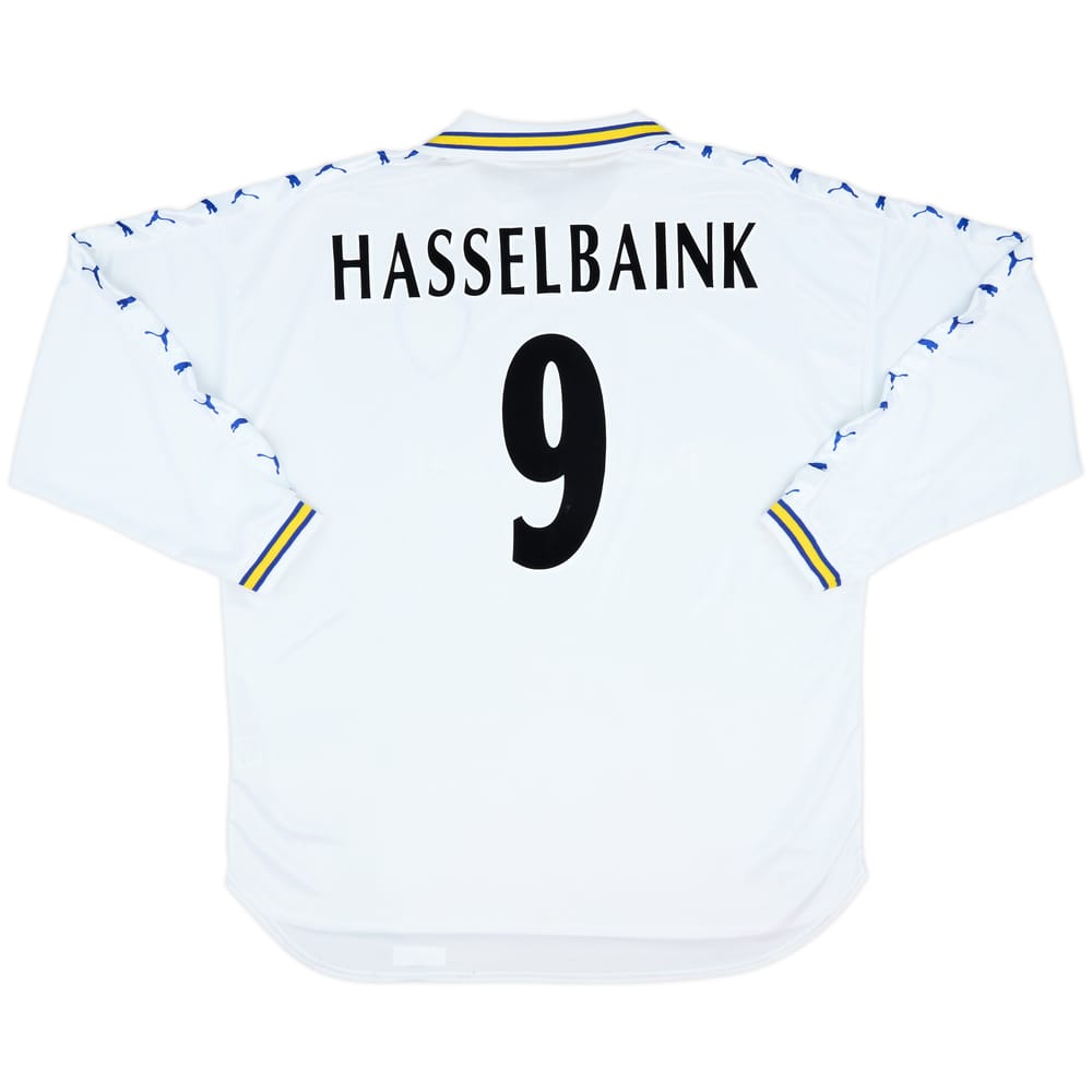 1998-00 Leeds United Home L/S Shirt Hasselbaink #9 - 7/10 - (XXL)
