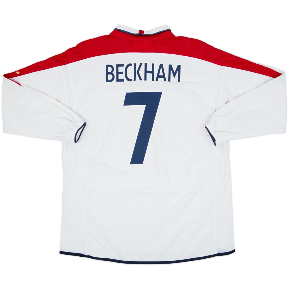 2003-05 England Home L/S Shirt Beckham #7 - 6/10 - (XXL)