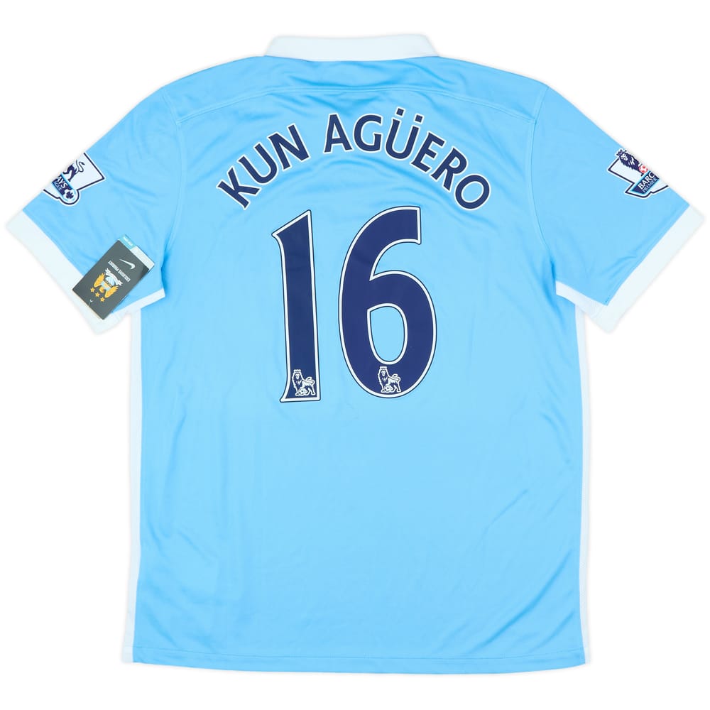 2015-16 Manchester City Home Shirt Kun Aguero #16 (L)