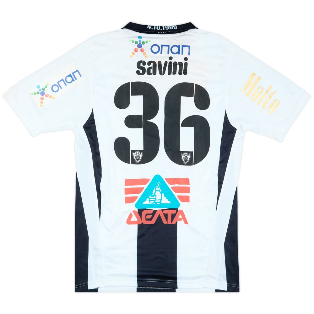 2009-10 PAOK Player Issue Signed Home Shirt Savini #36 - 5/10 - (L)