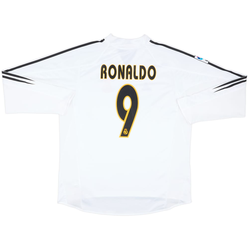 2004-05 Real Madrid Home L/S Shirt Ronaldo #9 - 9/10 - (XL)