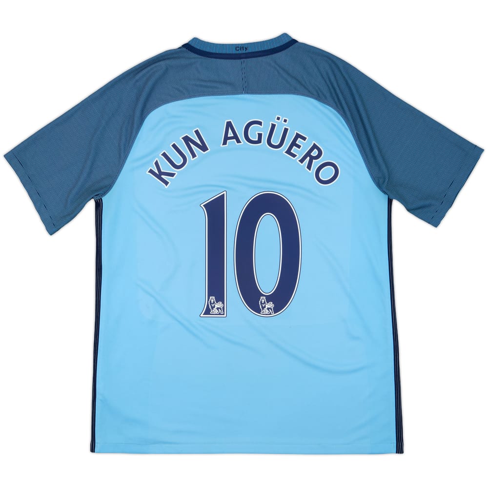 2016-17 Manchester City Home Shirt Kun Aguero #10 - 8/10 - (L)