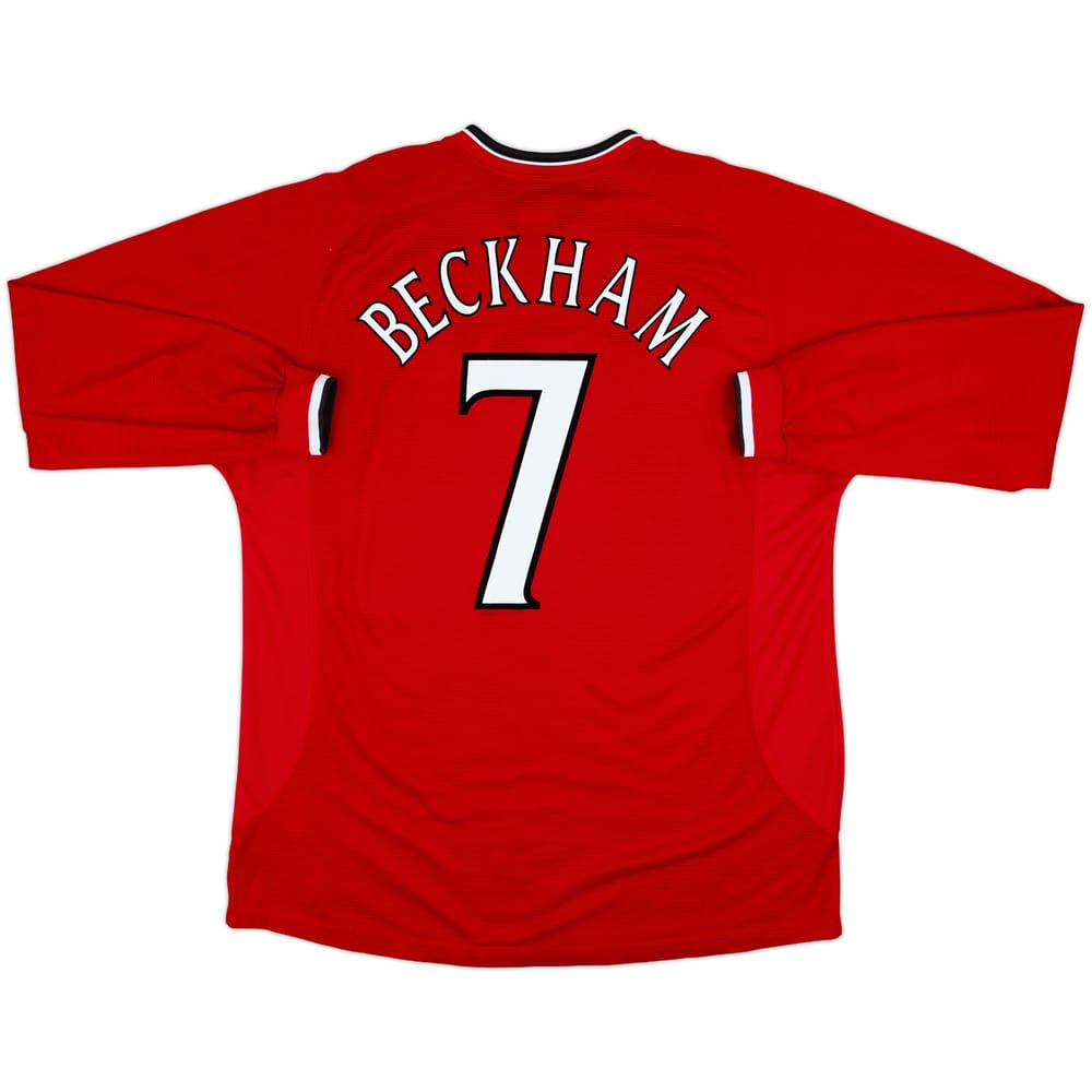 2000-02 Manchester United Home L/S Shirt Beckham #7 - 7/10 - (XL)