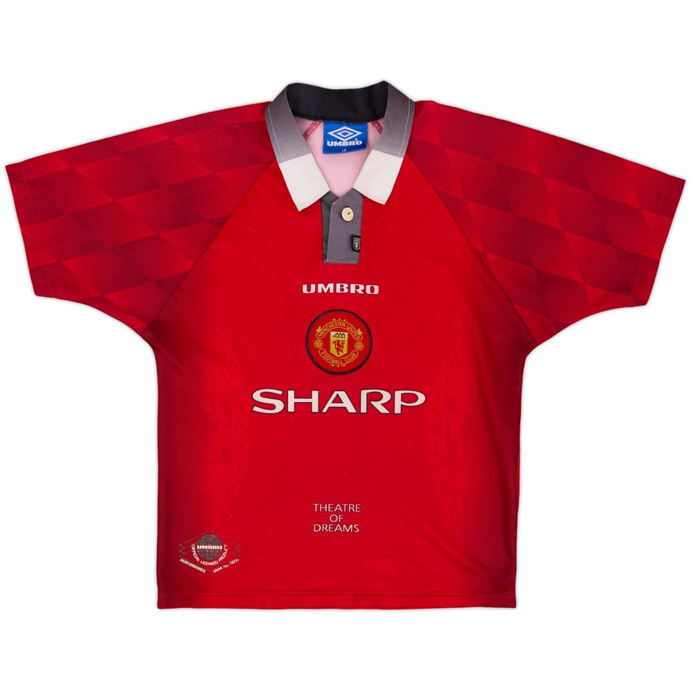 1996-98 Manchester United Home Shirt - 8/10 - (L.Boys)