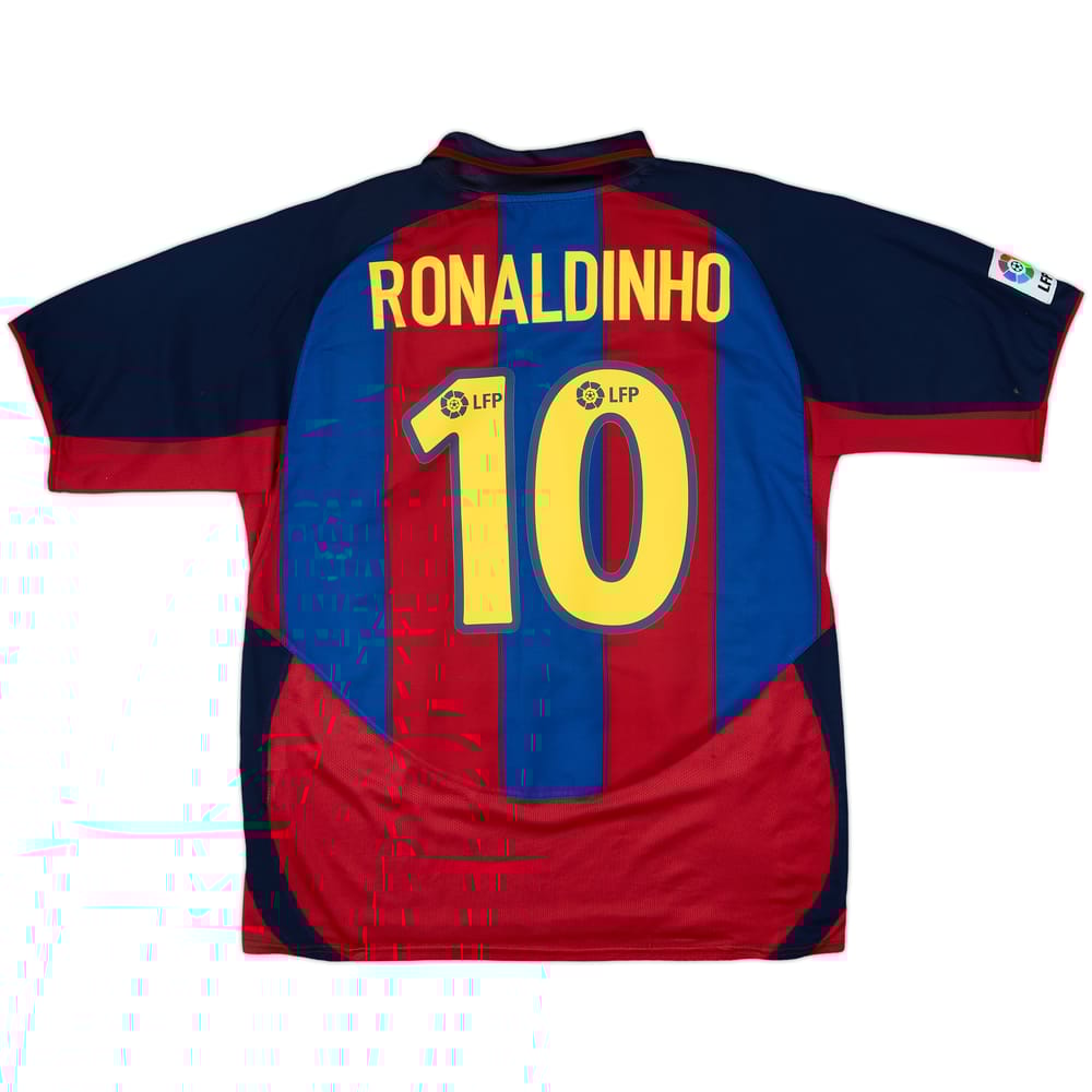 2003-04 Barcelona Home Shirt Ronaldinho #10 - 6/10 - (L)