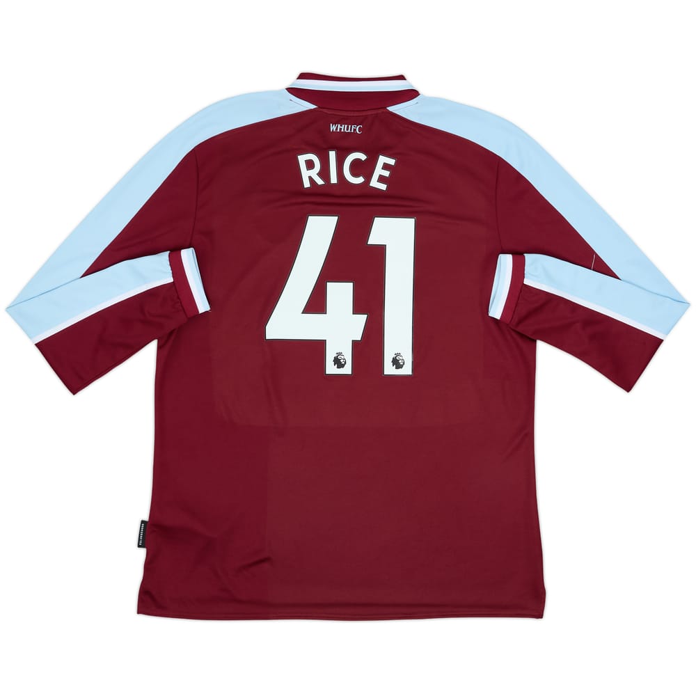2021-22 West Ham Home L/S Shirt Rice #41 - 7/10 - (XL)