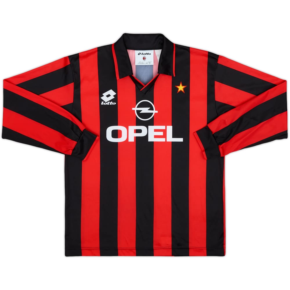 1993-94 AC Milan Home L/S Shirt - 9/10 - (XL.Boys)