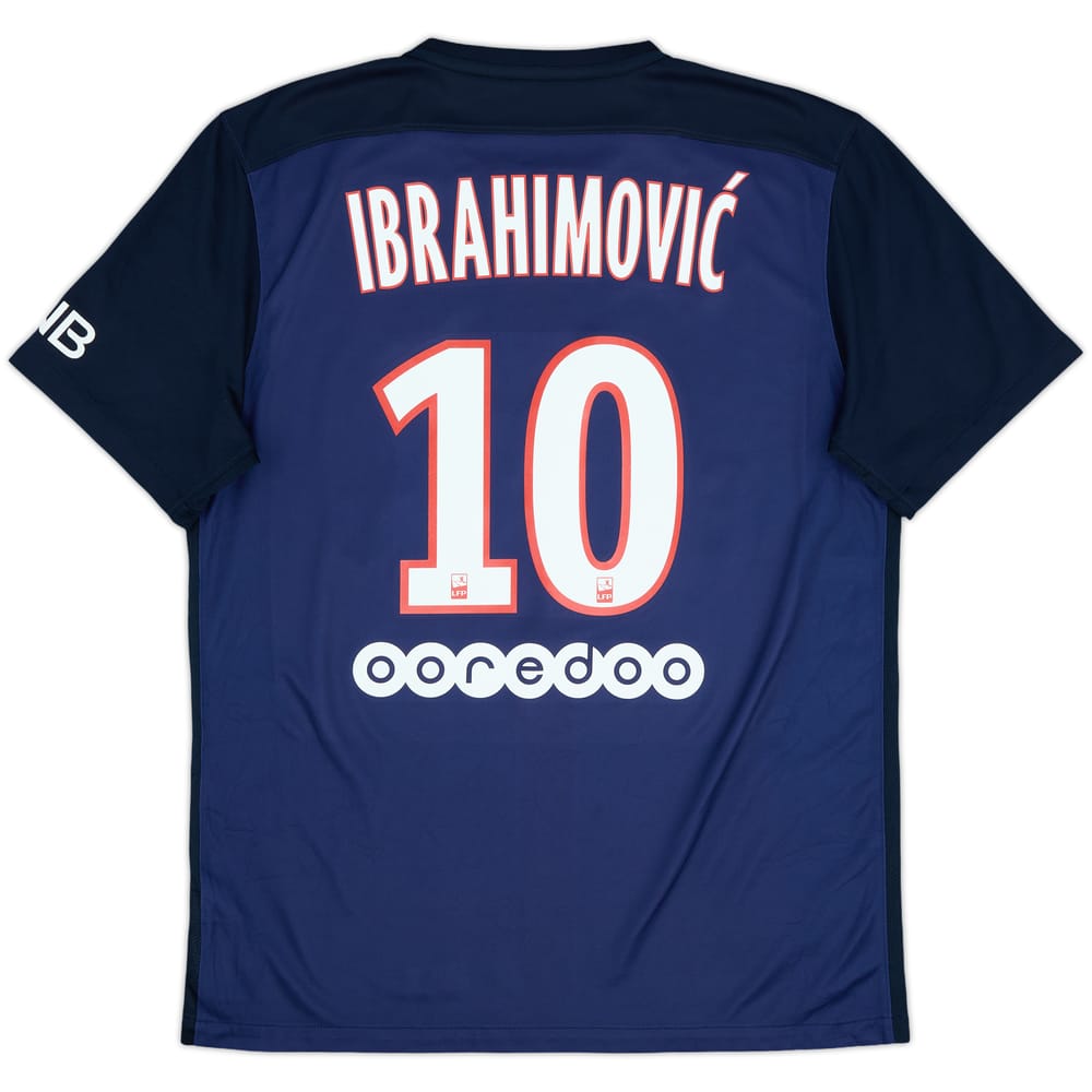 2015-16 Paris Saint-Germain Home Shirt Ibrahimovic #10 - 8/10 - (L)