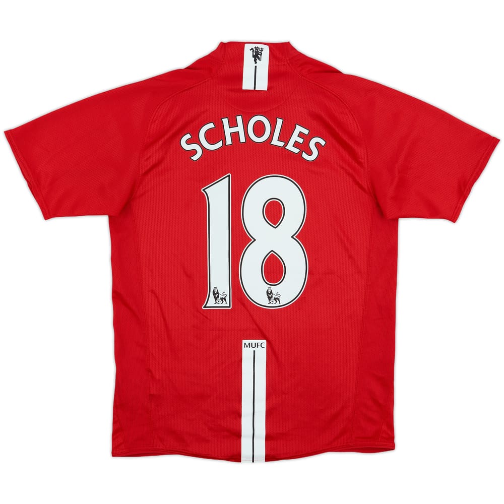 2007-09 Manchester United Home Shirt Scholes #18 - 8/10 - (S)