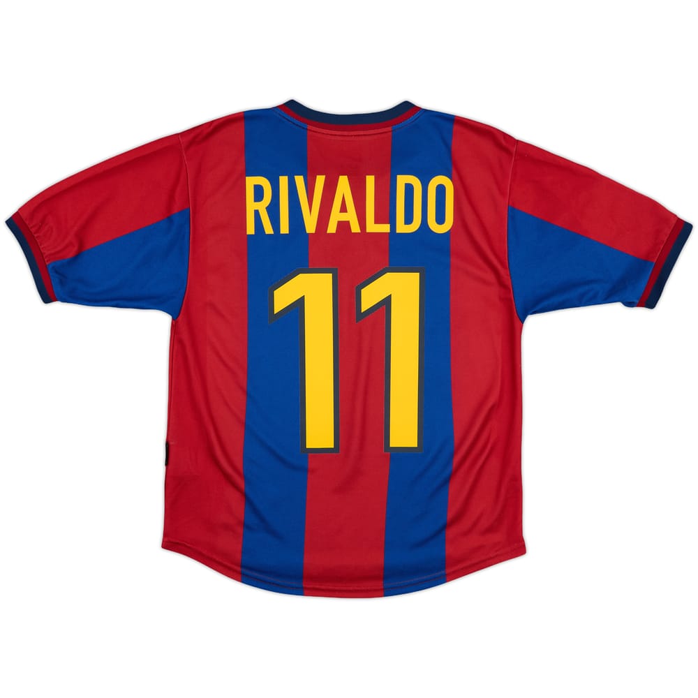 1998-00 Barcelona Home Shirt Rivaldo #11 - 7/10 - (XL.Boys)