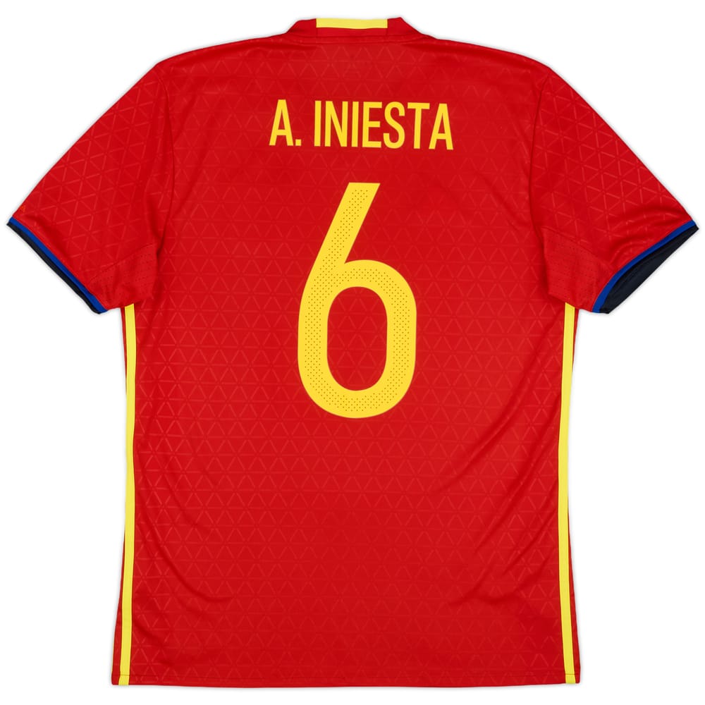 2016-17 Spain Home Shirt A. Iniesta #6 - 7/10 - (M)
