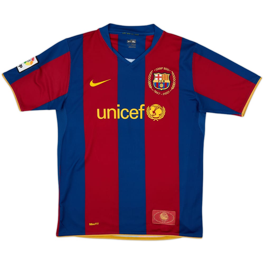 2007-08 Barcelona Home Shirt - 9/10 - (XL.Boys)