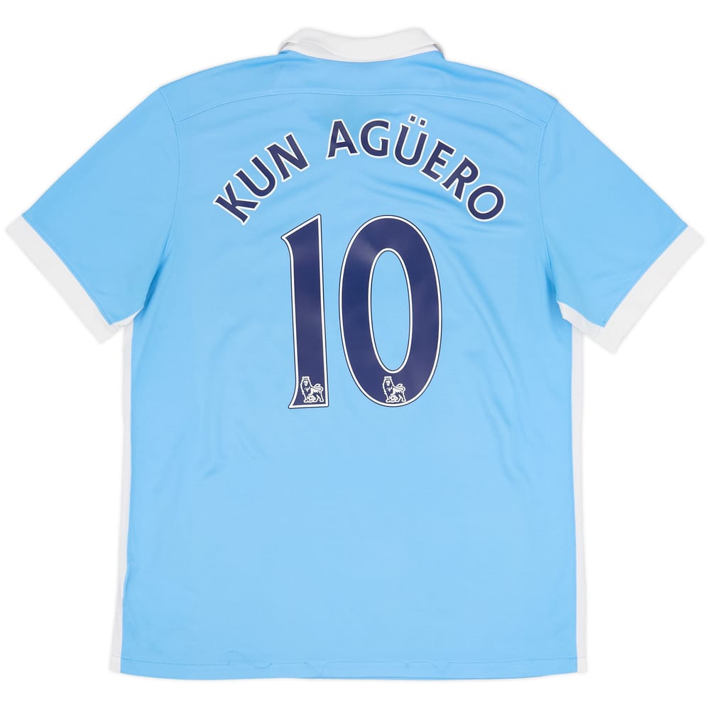 2015-16 Manchester City Camiseta Local Kun Aguero #10 - 7/10 - (L)