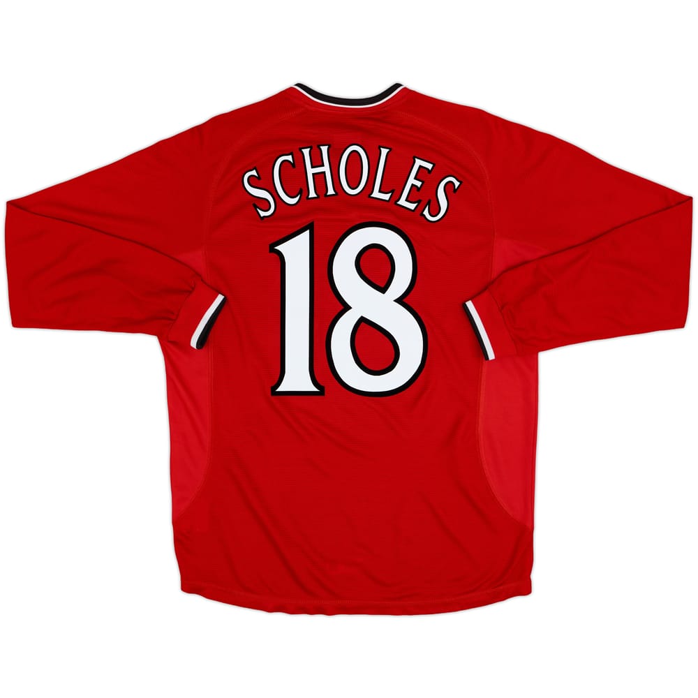 2000-02 Manchester United Home L/S Shirt Scholes #18 - 7/10 - (M)