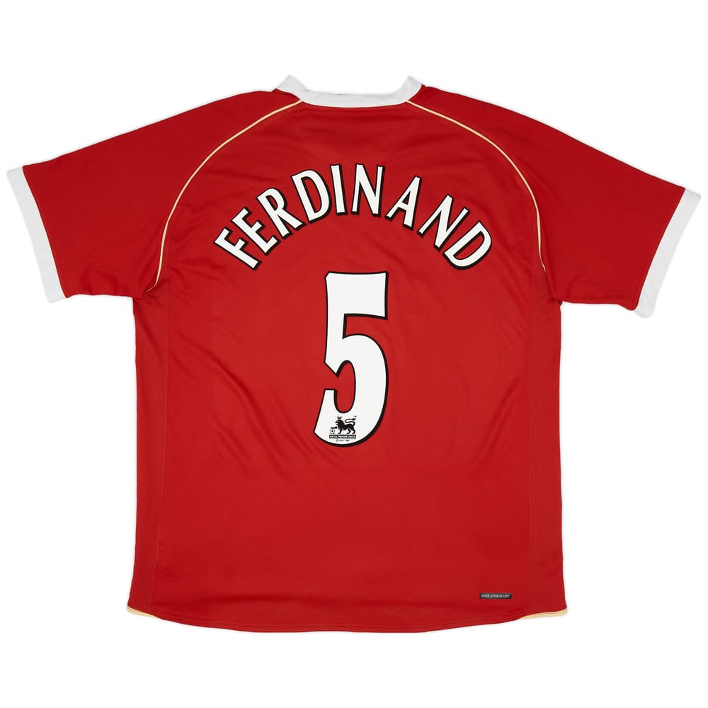 2006-07 Manchester United Home Shirt Ferdinand #5 - 8/10 - (XL)