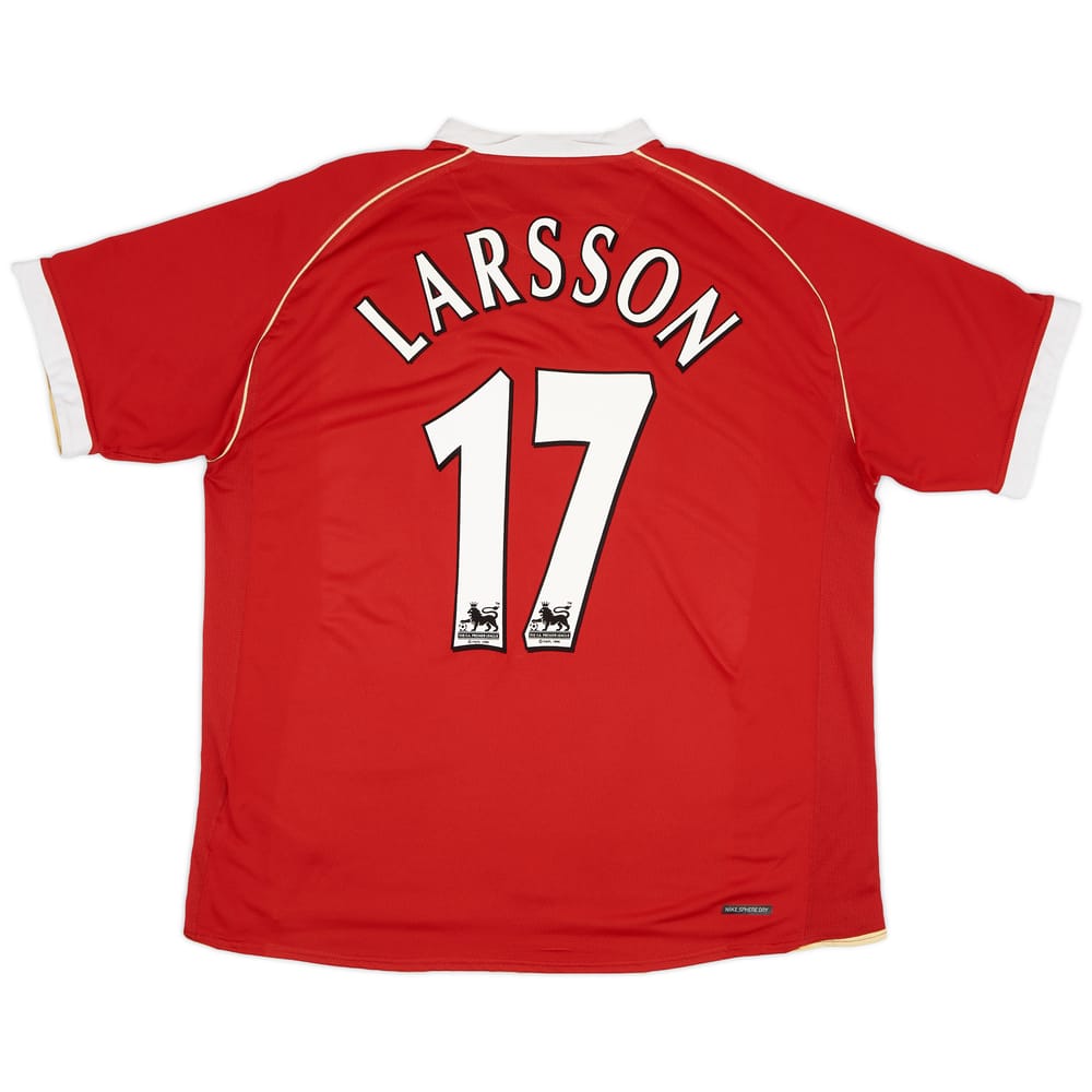 2006-07 Manchester United Home Shirt Larsson #17 - 6/10 - (XL)