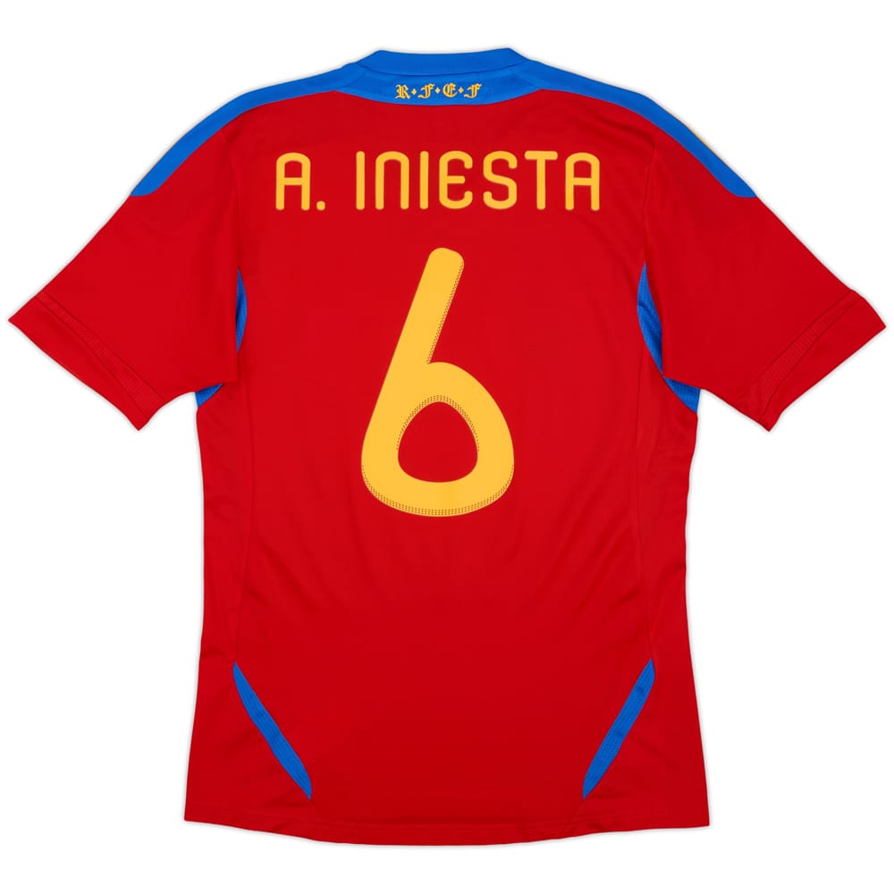 2010-11 Spain Home Shirt A.Iniesta #6 - 7/10 - (S)
