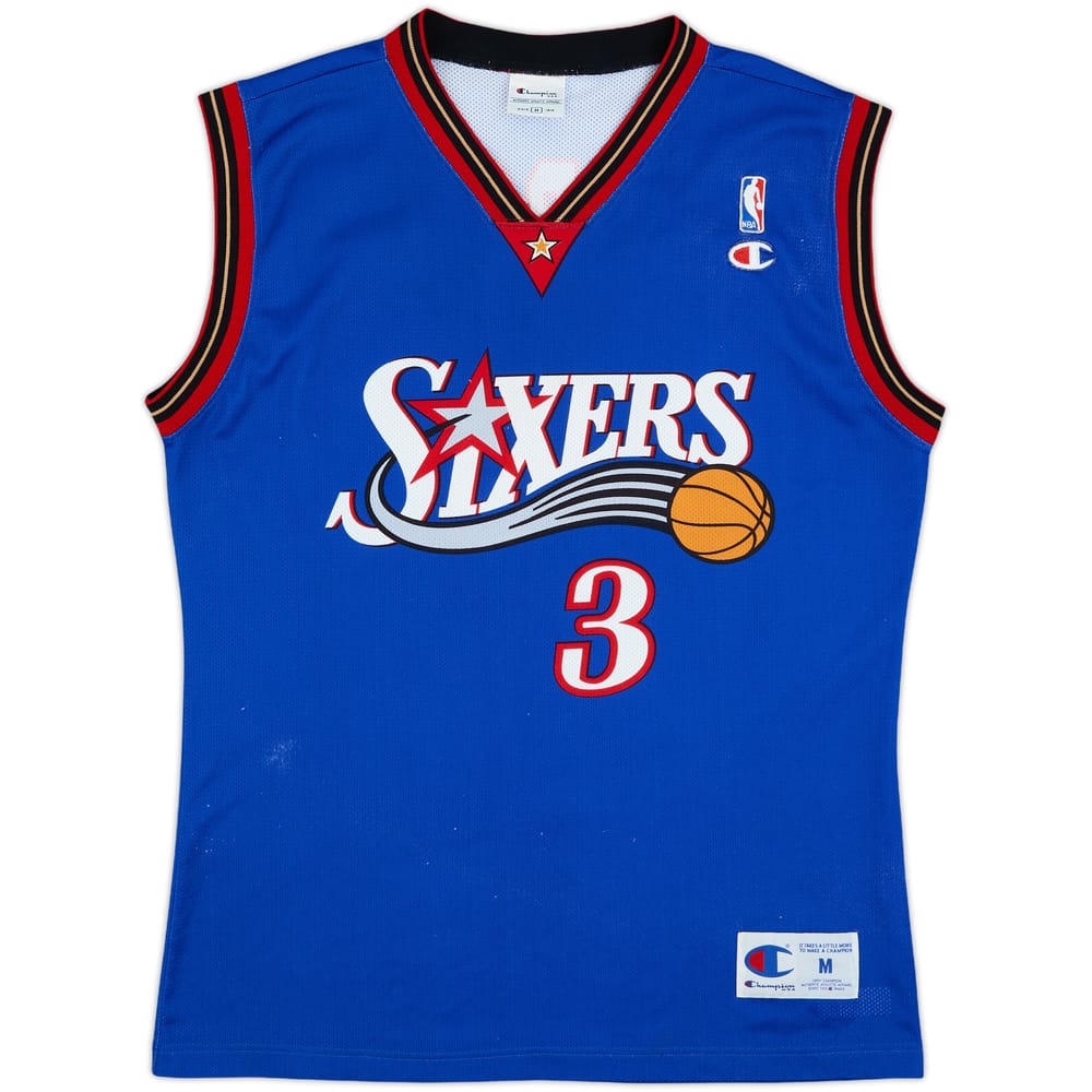 1999-00 Philadelphia 76ers Iverson #3 Champion Alternate Jersey - 7/10 - (M)