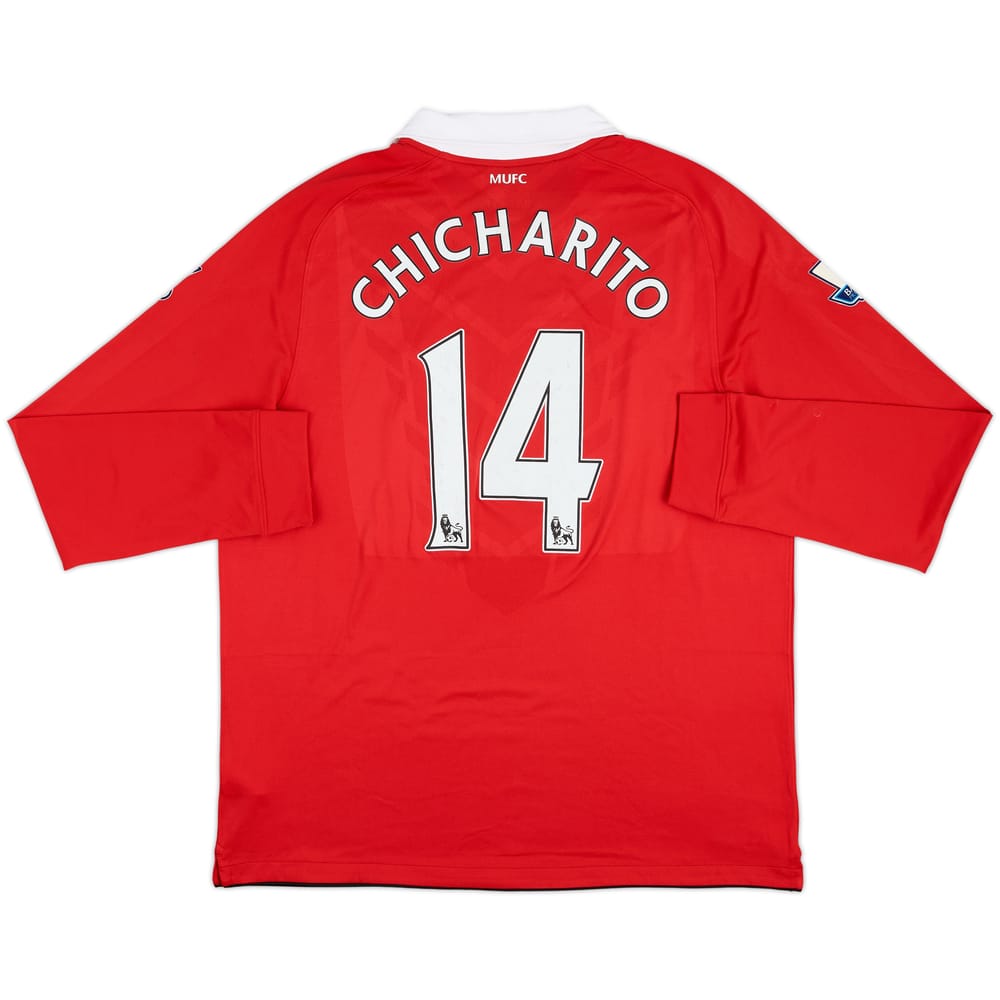 2010-11 Manchester United Home L/S Shirt Chicharito #14 - 6/10 - (XL)