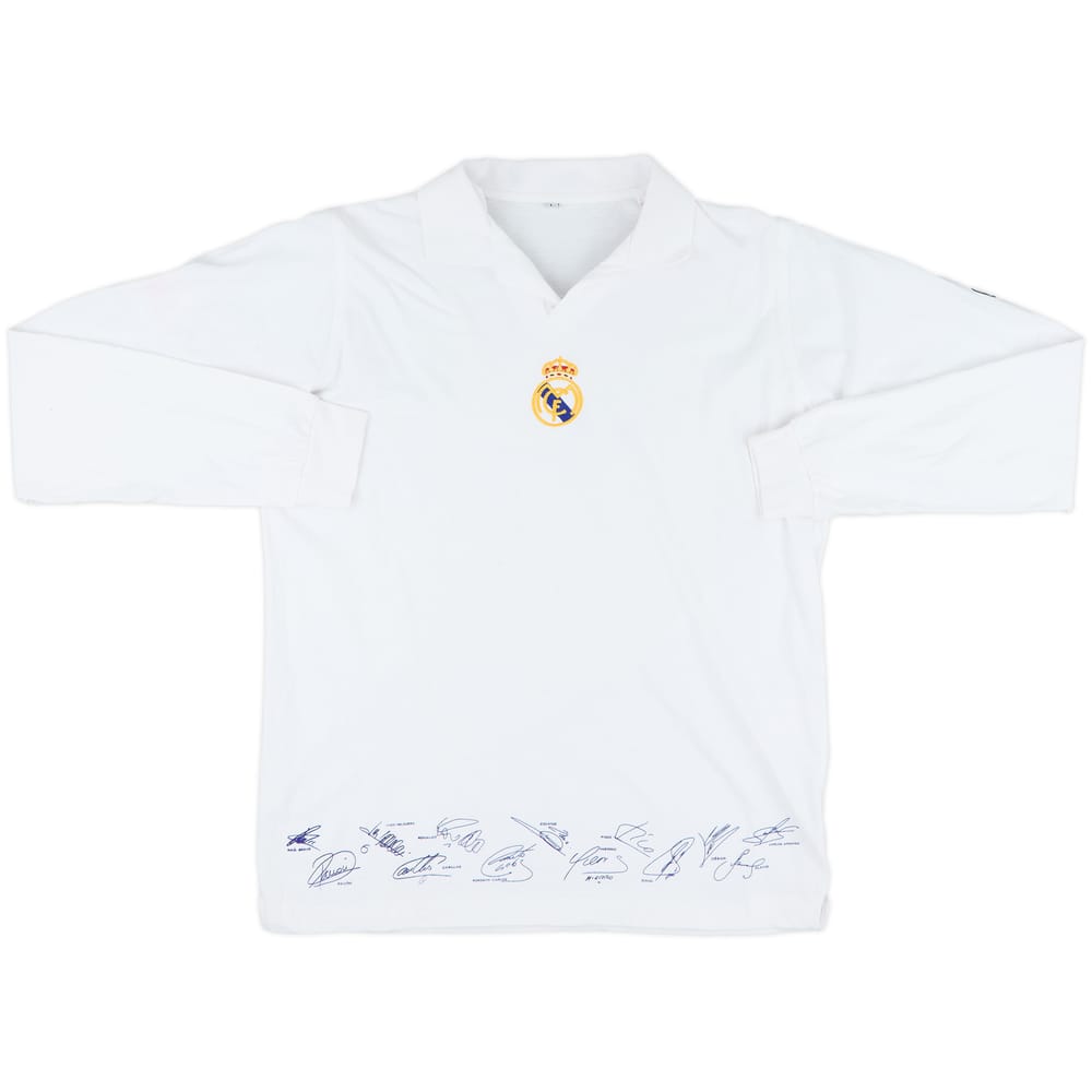 2002-03 Real Madrid 'Signed' Cotton L/S Shirt - 9/10 - (L)