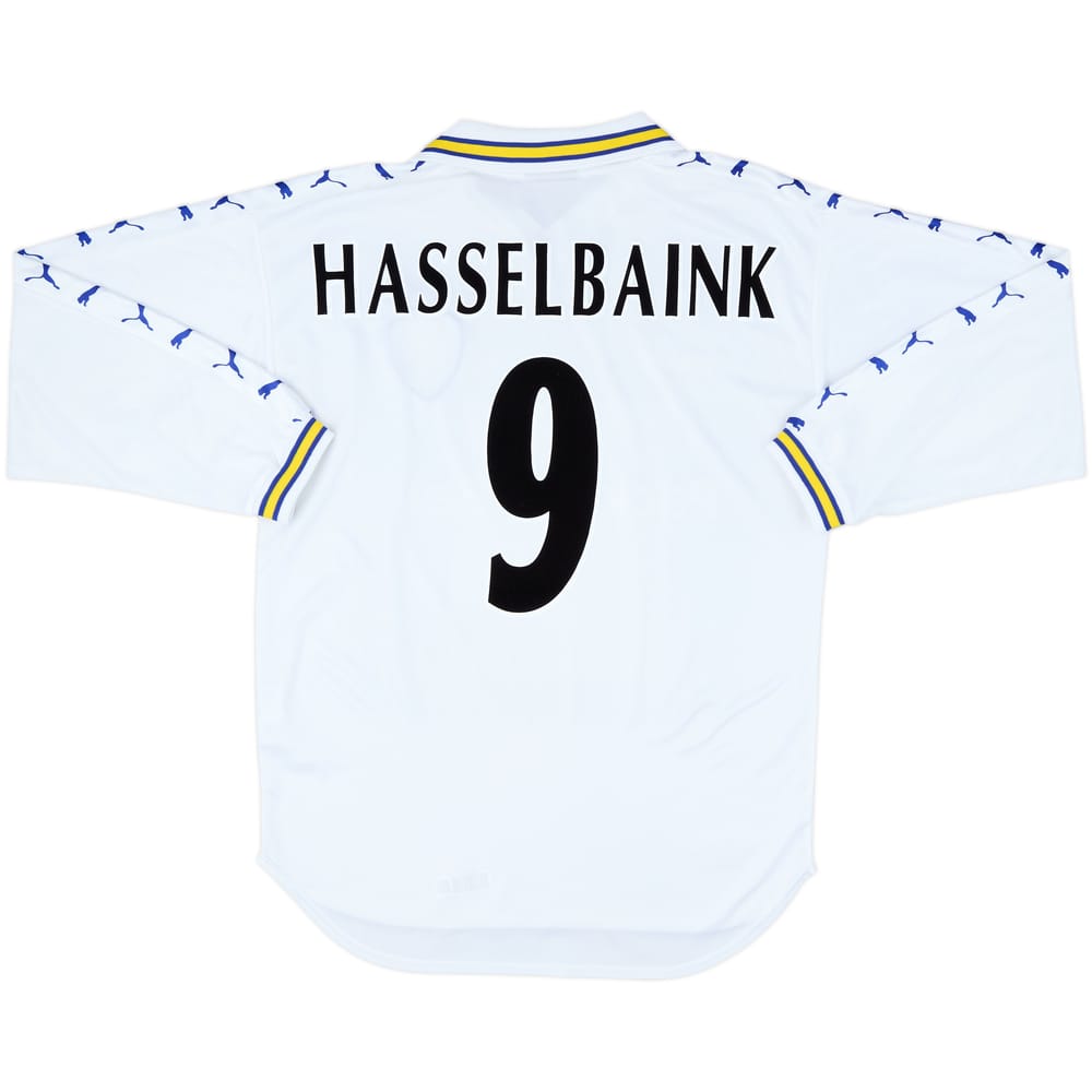 1998-00 Leeds United Home L/S Shirt Hasselbaink #9 - 7/10 - (M)
