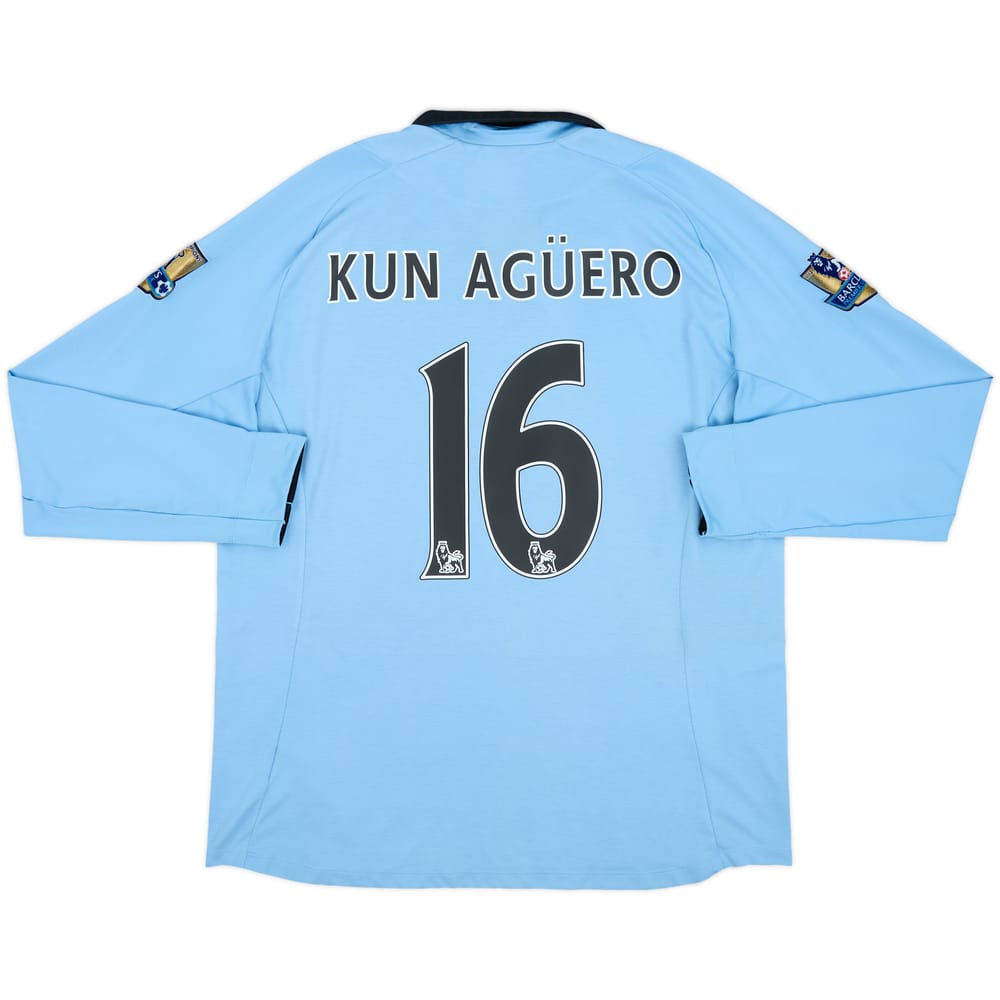 2012-13 Manchester City Home L/S Shirt Kun Aguero #16 - 7/10 - (L)