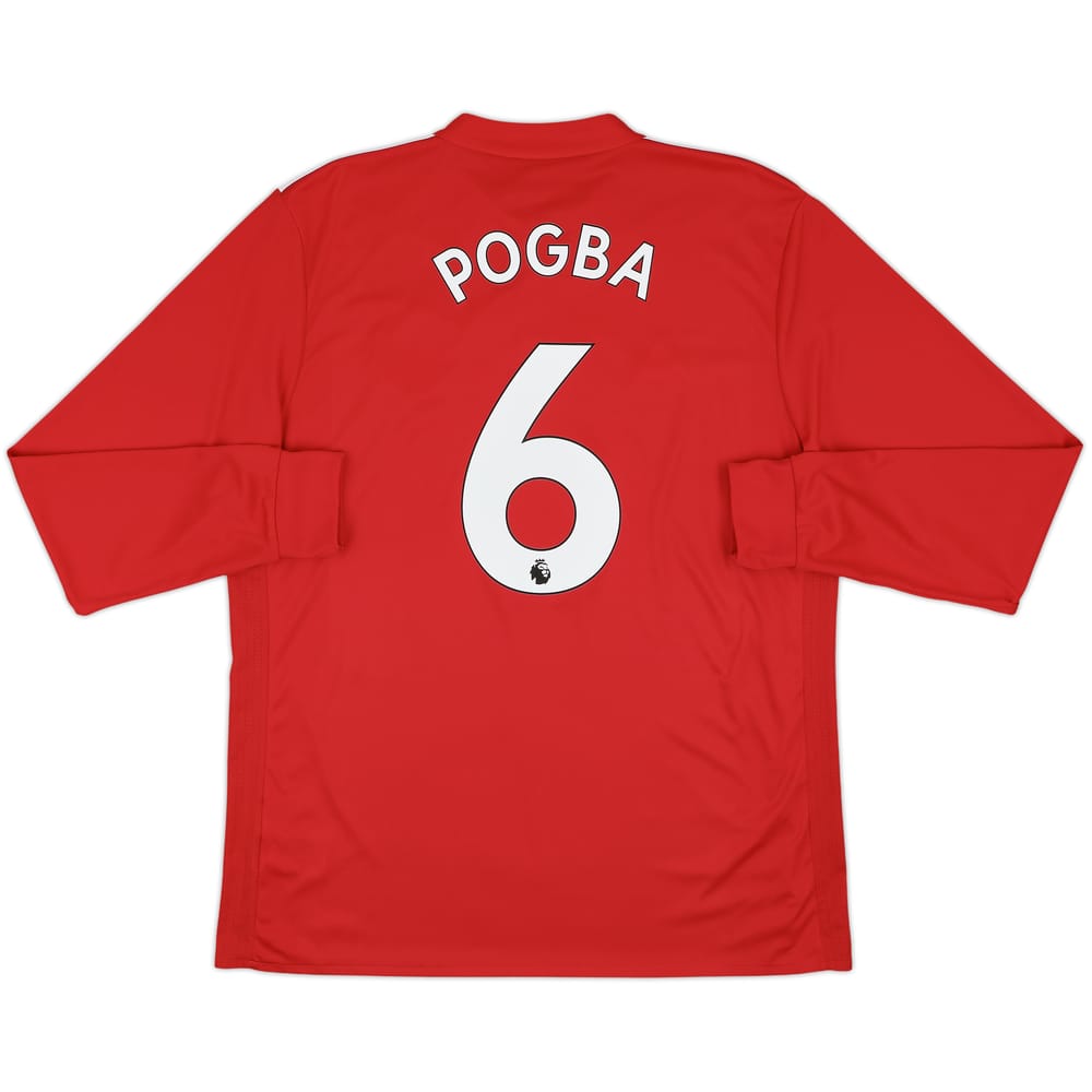 2017-18 Manchester United Home L/S Shirt Pogba #6 - 9/10 - (XL)