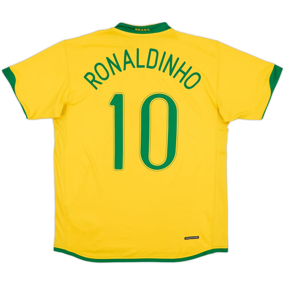 2006-08 Brazil Home Shirt Ronaldinho #10 - 8/10 - (XL)