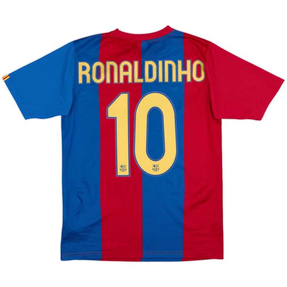 2006-07 Barcelona Basic Home Shirt Ronaldinho #10 - 9/10 - (XL.Boys)