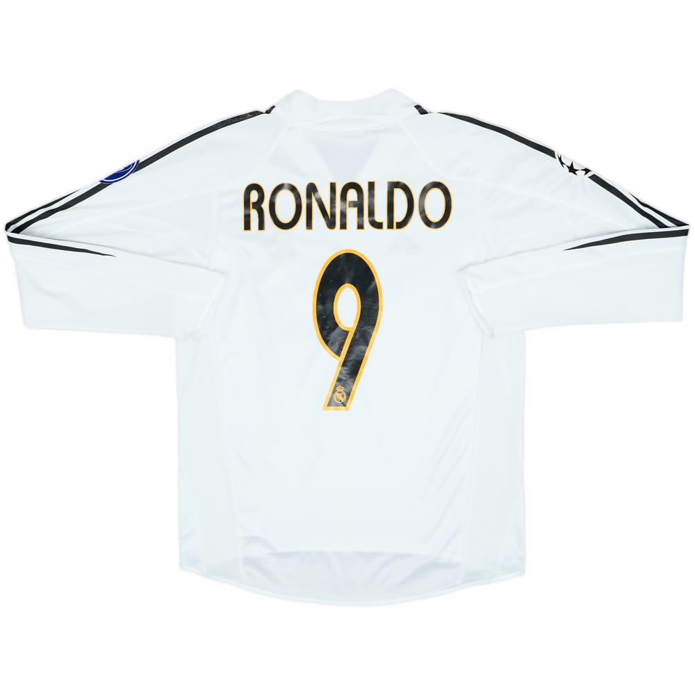 2004-05 Real Madrid Home L/S Shirt Ronaldo #9 - 7/10 - (M)