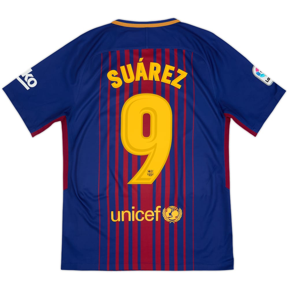 2017-18 Barcelona Home Shirt Suarez #9 - 10/10 - (S)