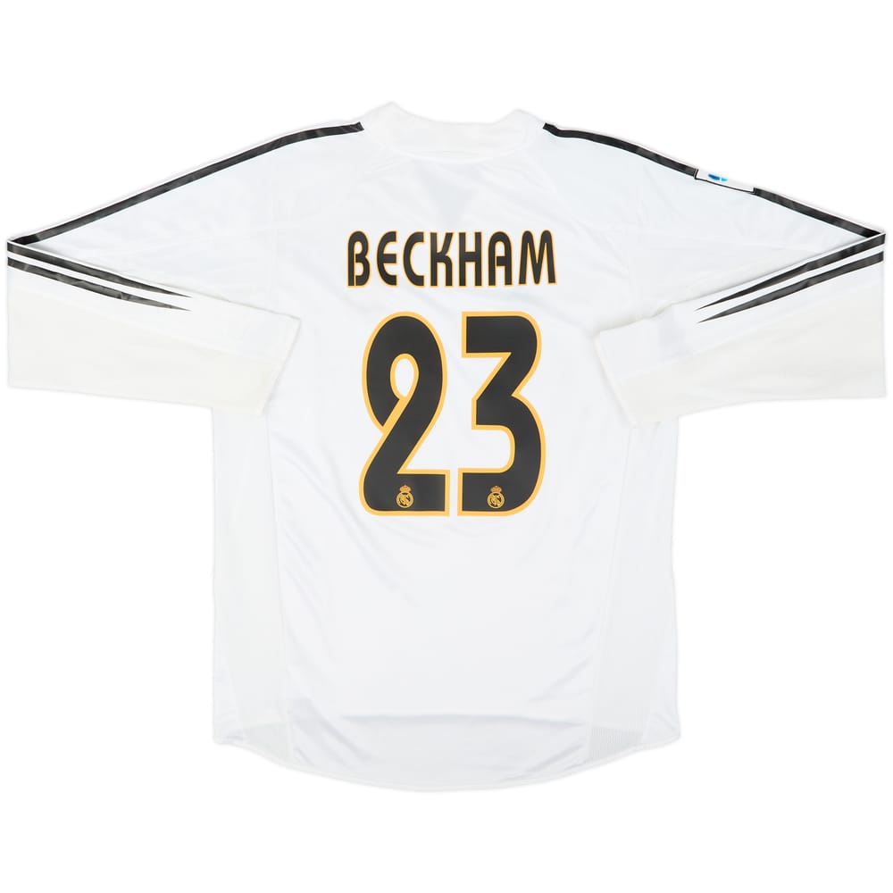 2004-05 Real Madrid Home L/S Shirt Beckham #23 - 7/10 - (M)