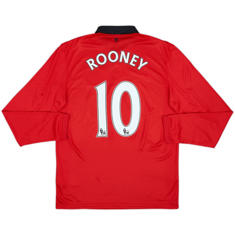 2013-14 Manchester United Home L/S Shirt Rooney #10 - 8/10 - (M)