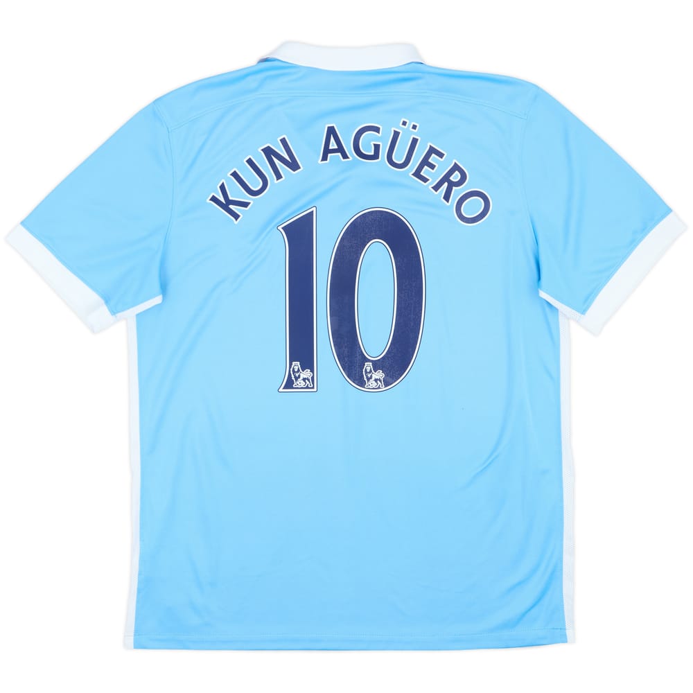 2015-16 Manchester City Home Shirt Kun Aguero #10 - 8/10 - (L)