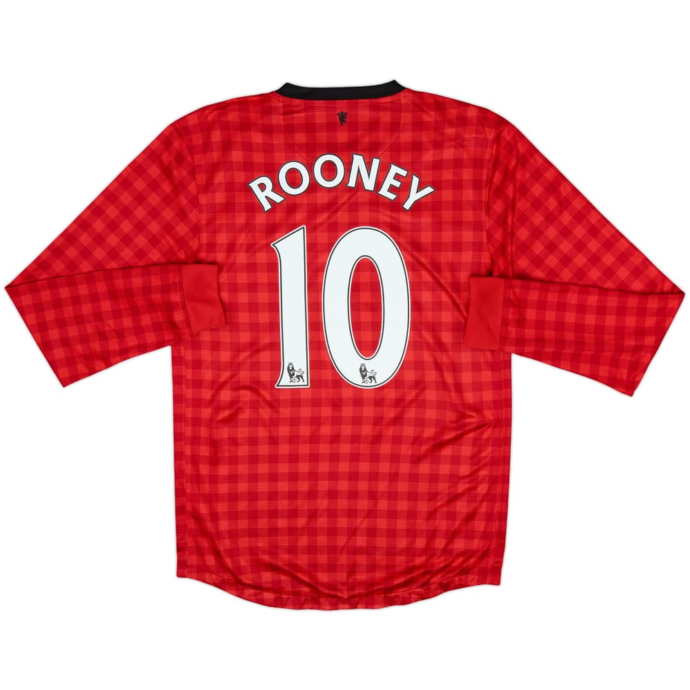 2012-13 Manchester United Home L/S Shirt Rooney #10 - 8/10 - (S)