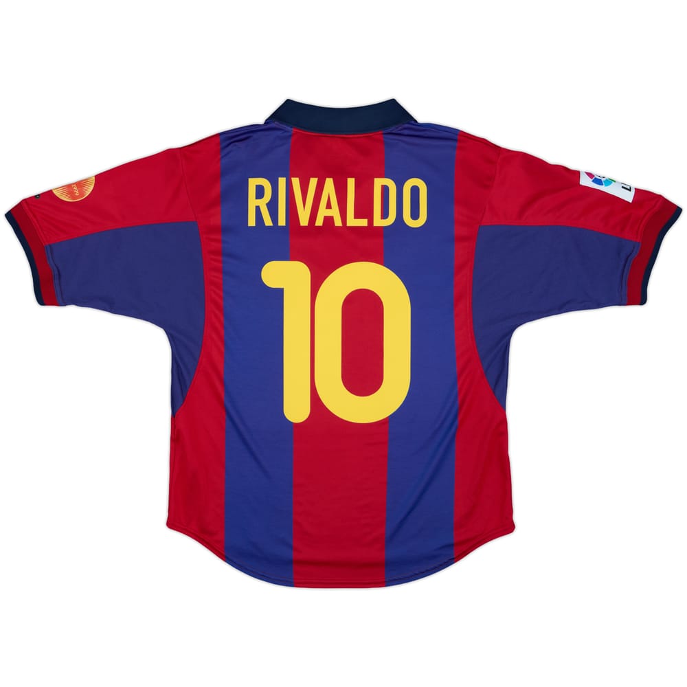 2000-01 Barcelona Home Shirt Rivaldo #10 - 8/10 - (M)