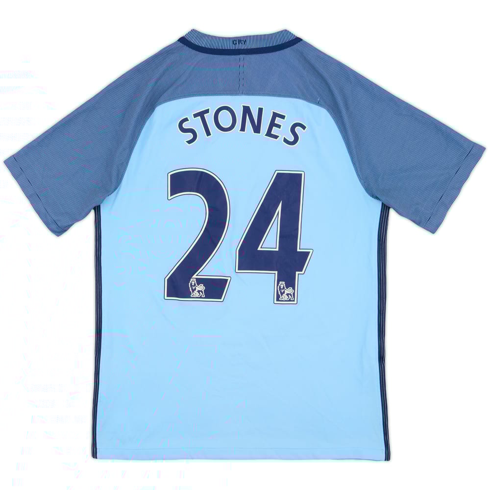 2016-17 Manchester City Home Shirt Stones #24 - 5/10 - (S)