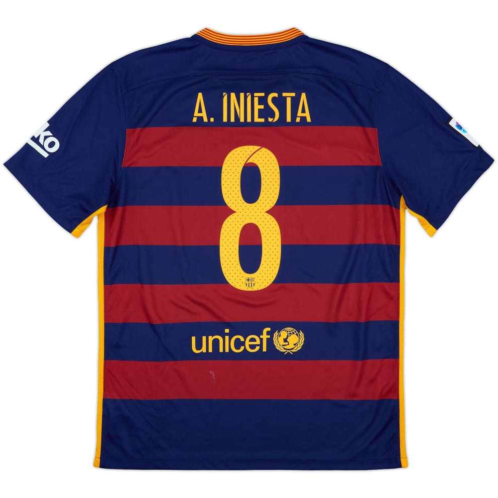 2015-16 Barcelona Home Shirt A.Iniesta #8 - 6/10 - (L)