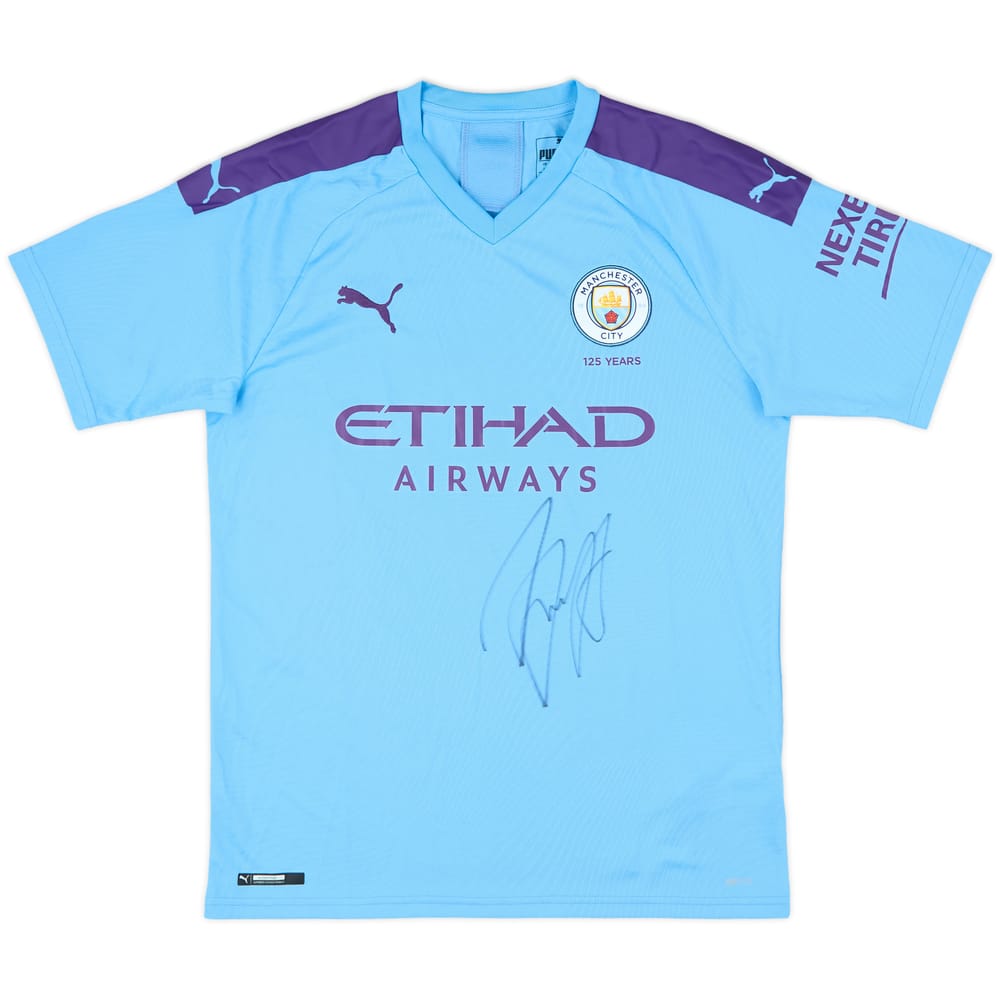 2019-20 Manchester City Signed Home Shirt - 8/10 - (M)