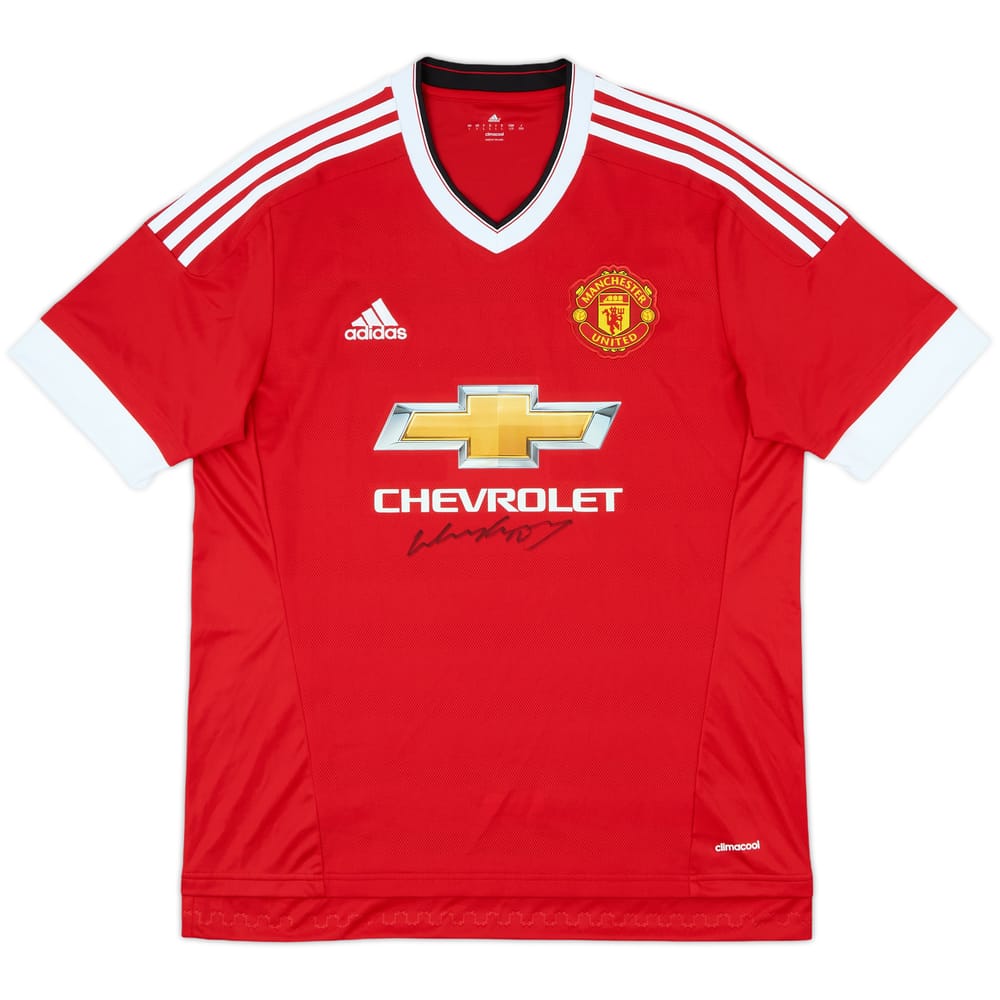 2015-16 Manchester United Signed Home Shirt - 8/10 - (L)