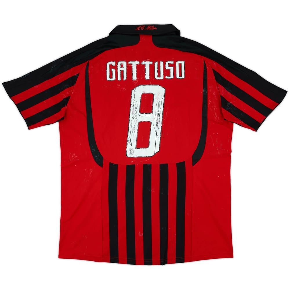 2007-08 AC Milan Signed Home Shirt Gattuso #8 - 4/10 - (XL)