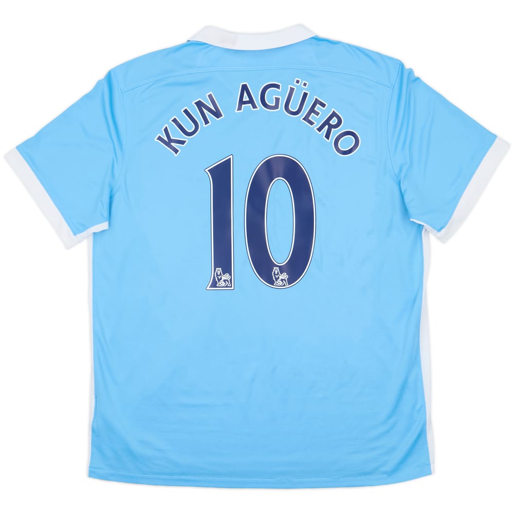 2015-16 Manchester City Home Shirt Kun Aguero #10 - 8/10 - (XL)