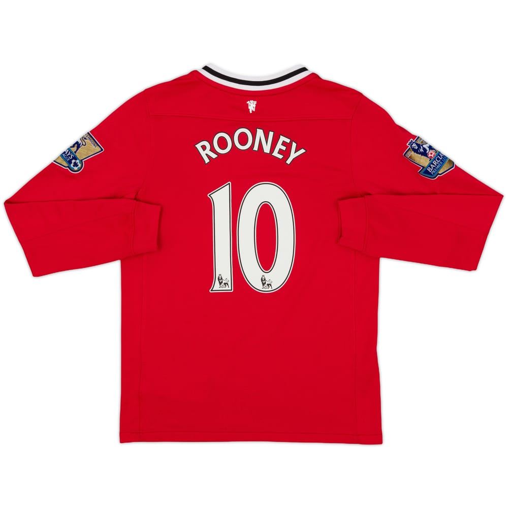 2011-12 Manchester United Home L/S Shirt Rooney #10 - 8/10 - (S.Boys)